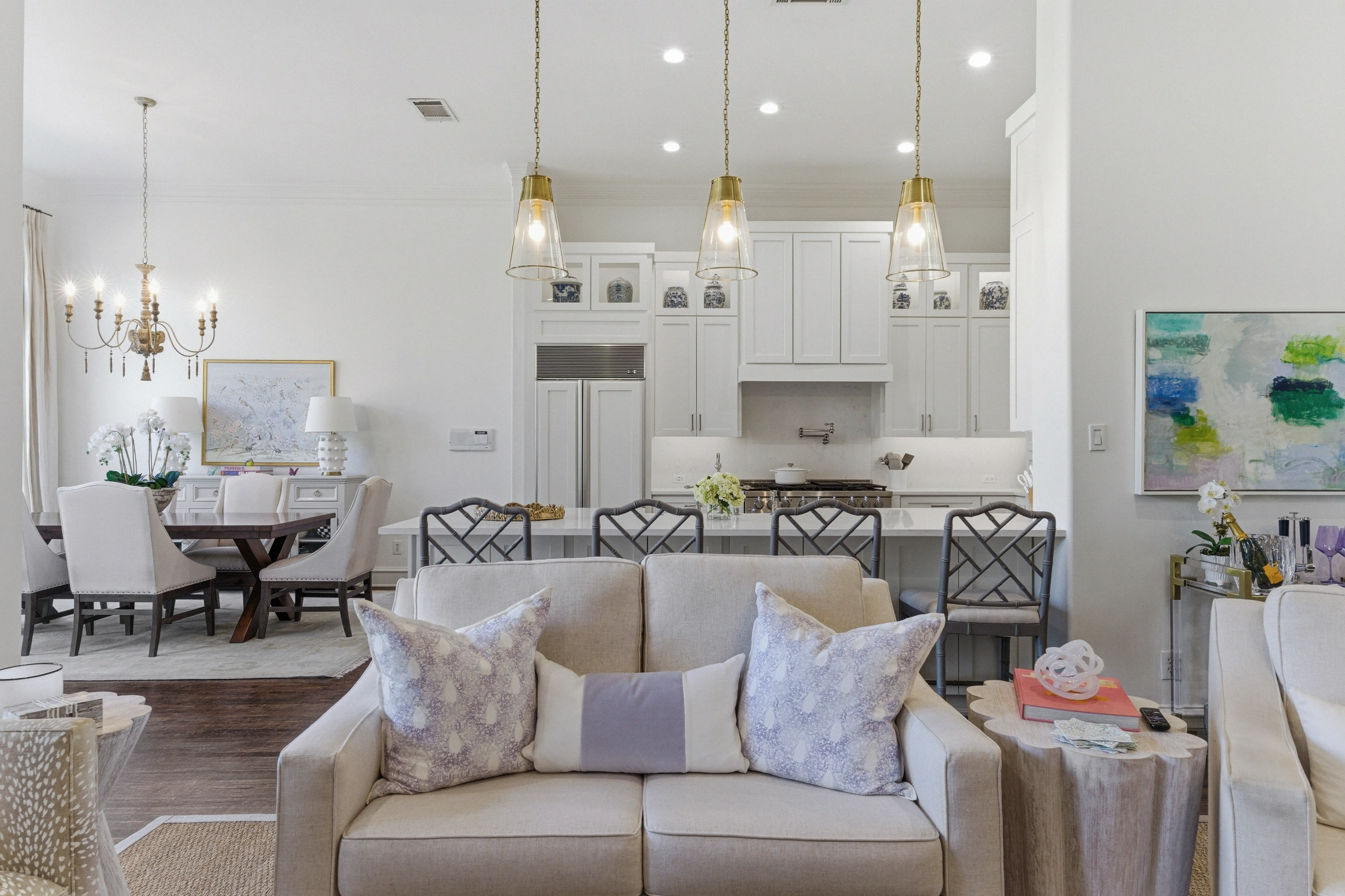 Kitchen opening to living area